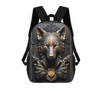 sinyumoney Epic Golden Wolf Statue Mochilas Para Niños 17inch Mochila Escolar Mochila Escolar Impresa En 3D Para Niños De Primaria Y Secundaria