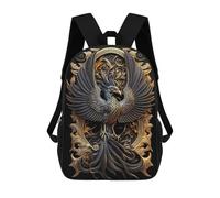 sinyumoney Eternal Golden Phoenix Mochila Escolar De 17 Pulgadas Para Adolescentes, Con Estampado 3D, Ajustable Y Con Bolsillos, Ideal Para Niños, Niñas Y Estudiantes.