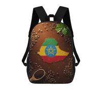 sinyumoney Ethiopia Coffee Bean Flag Art Mochila Escolar Informal Para El Día A Día, Ideal Para El Trabajo, El Colegio, El Camping, Las Aventuras Al Aire Libre Y Los Viajes Diarios 17inch