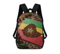 sinyumoney Ethiopia Flag Coffee Bean Art Mochila Escolar, Mochila De Negocios Para Portátil, Mochila Unisex Informal Para Hombres/mujeres 17inch