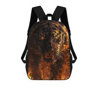 sinyumoney Evil Black Wolf in Green - Mochila de papelería de moda, impermeable, informal, para hombres y mujeres, Wild Tiger on Fire, 17"