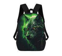 sinyumoney Evil Black Wolf in Green Mochila, Mochila Infantil, Mochila Escolar Para Estudiantes, Mochila Para Libros, Mochila Escolar Impresa En 3D Para Niños Y Niñas 17inch