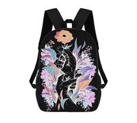 sinyumoney Exotic Flowers Black Mochilas Escolares Para La Escuela Secundaria, Preparatoria, Universidad Y Viajes Para Niñas Y Adolescentes 17inch