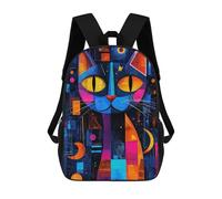 sinyumoney Expressionist Geometry Cat - Vibrant Abstract Feline Art Mochila Escolar Para Niños Con Impresión 3D, Mochila Moderna Para Niños Y Niñas, Mochila Informal Para Estudiantes. 17inch