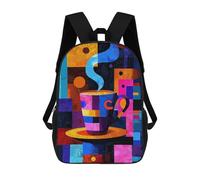 sinyumoney Expressionist Geometry Coffee - Vibrant Abstract Café Art Mochilas De Moda Impresas En 3D 17inch Mochila Escolar Informal Para Niños De Primaria Y Secundaria