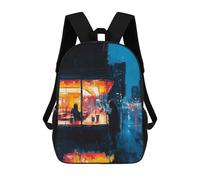 sinyumoney Expressionist Urban Night Café - Bold Cinematic Cityscape Mochila Escolar Impresa En 3D Para Niños Y Niñas, Mochila Para Portátil Para Niños/estudiantes/adultos 17inch