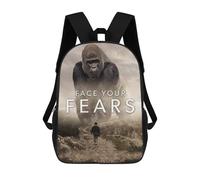 sinyumoney Face Your Fears Gorilla Mochilas De 17 Pulgadas Para Niños, Mochilas Escolares Impresas En 3D Para Estudiantes De Primaria Y Secundaria, Para Niños Y Niñas.
