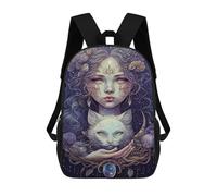 sinyumoney Fantasy Artwork Mystical Woman with Cat Mochila Escolar Resistente Al Agua, Mochila Escolar De Negocios Para Hombres/mujeres 17inch