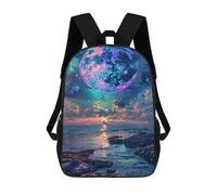 sinyumoney Fantasy Beach Sunset with Giant Moon Mochila Escolar Ligera Para Aeropuerto Y Universidad Para Estudiantes. Mochila Para La Escuela/trabajo/viajes 17inch