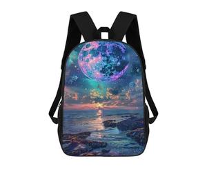 sinyumoney Fantasy Beach Sunset with Giant Moon Mochila Escolar Ligera Para Aeropuerto Y Universidad Para Estudiantes. Mochila Para La Escuela/trabajo/viajes 17inch