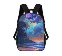 sinyumoney Fantasy Beach Sunset with Moon Mochila Escolar Secundaria Informal Para Viajes, Mochilas Para La Escuela Secundaria, Para Acampar, Aventuras Al Aire Libre Y Viajes Diarios 17inch