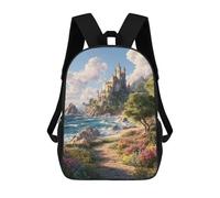 sinyumoney Fantasy Castle by The Sea -1 Mochila Escolar Resistente Al Agua, Mochila De Viaje, Bolsa Para Computadora - Perfecta Para Viajes, Trabajo Y Uso Diario 17inch