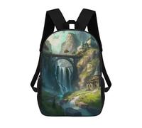 sinyumoney Fantasy Castle by The Waterfall Mochila Infantil, Mochila Escolar Impresa En 3D, Mochila Para Niños Y Niñas, Mochila Escolar Ajustable Para La Escuela Primaria 17inch