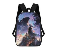 sinyumoney Fantasy Castle Under Stars Mochila Escolar Impresa En 3D Para Niños, Mochila Escolar Informal De Moda Para Viajes Para Niños Y Estudiantes 17inch
