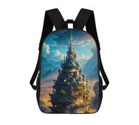 Sinyumoney Fantasy Castle Waterfall Mochila Escolar para Adolescentes, Impreso En 3D, Ajustable, Con Bolsillos De Moda Para Niños, Niños, Niñas Estudiantes Y Adolescentes, Fantasy Castle Floating, 17"