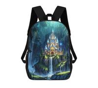 sinyumoney Fantasy Castle Waterfall Mochila Para Niños, Adolescentes Y Estudiantes, Mochilas Para Niñas, Mochilas Para Niños Pequeños, Primaria Y Secundaria 17inch