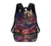 sinyumoney Fantasy Castle with Cherry Blossoms Mochilas Infantiles Escolares Impresas En 3D, Mochilas Para Niños, Mochilas De Viaje Para Niños Y Niñas, Mochilas Escolares Para Niños 17inch