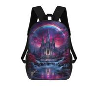 sinyumoney Fantasy Castle with Waterfall And Rainbow Mochila Infantil Para Niñas, Mochila Escolar 3D, Mochila Para Niños Pequeños, Mochila Informal De Día, Mochila Escolar De Moda 17inch