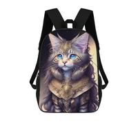 sinyumoney Fantasy Cat Armor Artwork Mochila Escolar Grande Para Niños - Perfecta Para Viajes, Trabajo Y Uso Diario 17inch