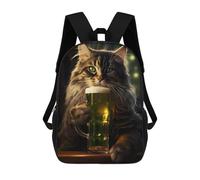 sinyumoney Fantasy Cat Beer Lover Mochila Infantil Para Niñas Y Niños, Mochila De Día, Escuela Primaria, Perfecta Para La Vuelta Al Cole O Educación Física, Regalos Y Viajes 17inch