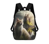 sinyumoney Fantasy Cat Castle Scene-1 Mochila Escolar Impresa En 3D 17inch Mochila Escolar Infantil Mochilas De Viaje Mochila Informal De Moda Para Niños Y Estudiantes