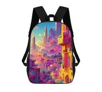 sinyumoney Fantasy Cityscape Vibrant Urban Dreamscape -1 Mochila Escolar Infantil Con Impresión 3D, Mochila Escolar Informal Para Niños De Primaria Y Secundaria 17inch