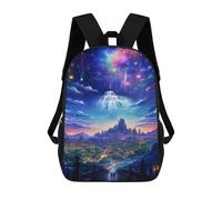 sinyumoney Fantasy Cityscape with Rainbow Skyfall Mochila Escolar Infantil Impresa En 3D 17inch Mochilas De Moda Para Niños De Primaria Y Secundaria