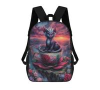 sinyumoney Fantasy Creature in Teacup with Floral Mochila Escolar Impresa En 3D Para Niños Y Niñas, Mochila Para Portátil Para Niños/estudiantes/adultos 17inch