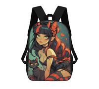 sinyumoney Fantasy Devil Girl with Cat Mochila Mochila Informal Para El Día A Día, Para La Escuela, El Trabajo Y Los Viajes Para Hombres, Mujeres Y Adolescentes 17inch