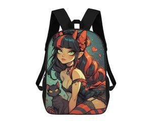 sinyumoney Fantasy Devil Girl with Cat Mochila Mochila Informal Para El Día A Día, Para La Escuela, El Trabajo Y Los Viajes Para Hombres, Mujeres Y Adolescentes 17inch