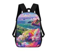 sinyumoney Fantasy Floral Coastline Mochila Escolar Impresa En 3D Para Niños Y Niñas, Mochila Escolar, Mochila De Viaje Para Niños 17inch