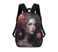 sinyumoney Fantasy Floral Portrait -4 Mochila Escolar Mochilas Escolares Para Niñas Y Niños Mochila Con Bolsillo Mochila Escolar De Moda Para Niños 17inch