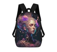 sinyumoney Fantasy Floral Portrait -5 Mochila Escolar Infantil Impresa En 3D Para Niños, Mochilas De Viaje, Bolsas Para Libros Para Niños Estudiantes De Primaria 17inch