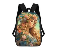 sinyumoney Fantasy Floral Portrait Art Print Mochilas Escolares Para Ordenador, Ideales Para El Colegio/trabajo/viajes, Acampadas, Aventuras Al Aire Libre Y Viajes Diarios 17inch