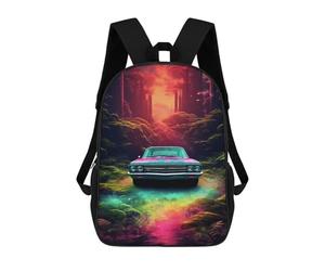 sinyumoney Fantasy Forest Car Adventure Mochila Escolar Infantil Impresa En 3D Para Niños, Mochila De Viaje De Alta Capacidad, Mochilas Para Libros De 17 Pulgadas Para Niños