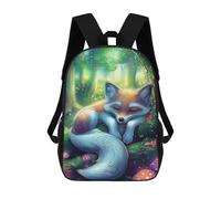 sinyumoney Fantasy Forest Fox Artwork Mochila Escolar Infantil De 17 Pulgadas, Impresa En 3D, Estilo Casual, Para Niños, Ideal Para Viajes, Como Mochila Escolar O Para Llevar Libros.