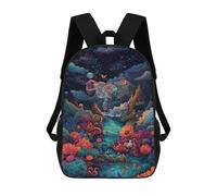 sinyumoney Fantasy Forest with Elephant Mochila Infantil De 17 Pulgadas, Mochila Escolar Con Estampado 3D De Dibujos Animados Para Niños Y Adolescentes.