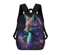 sinyumoney Fantasy Fox with Flowers Mochila Escolar Ligera Mochila Escolar De Día Mochila Para Libros Para La Universidad Para Acampar Aventuras Al Aire Libre Y Viajes Diarios 17inch