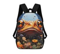 sinyumoney Fantasy Frog in A Flower Garden Mochila Escolar Infantil Estampada Para Adultos Y Niños, Mochila De Viaje Para El Día A Día 17inch
