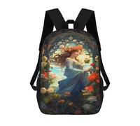 sinyumoney Fantasy Garden Portrait Mochila Escolar De 17 Pulgadas Para Adolescentes, Con Estampado 3D, Ajustable Y Con Bolsillos, Ideal Para Niños, Niñas Y Estudiantes.