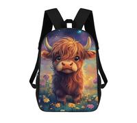 sinyumoney Fantasy Highland Cow in Flowers -2 Mochila Escolar De 17 Pulgadas Impresa En 3D Mochilas Infantiles Mochila Genial Impresa En 3D Para Niños De Primaria Y Secundaria
