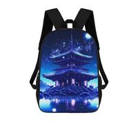 sinyumoney Fantasy Japanese Pagoda Night Scene Mochila Mochila Informal Para El Día A Día, Para La Escuela, El Trabajo Y Los Viajes Para Hombres, Mujeres Y Adolescentes 17inch