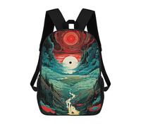 sinyumoney Fantasy Landscape with Red Sun Mochilas Infantiles Mochila Escolar Impresa En 3D Para Niños Mochilas De Viaje Bolsas Para Libros Para Niños 17inch Mochila Escolar