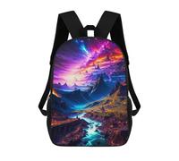 sinyumoney Fantasy Landscape with River And Mountains Mochila Escolar Para Niñas Y Niños, Mochilas De Gran Capacidad, Mochilas Ligeras Para Niños Y Estudiantes 17inch