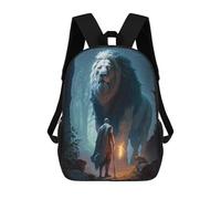sinyumoney Fantasy Lion Encounter in Forest Mochilas Para Niños 17inch Mochila Escolar Mochila Escolar Impresa En 3D Para Niños De Primaria Y Secundaria