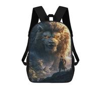 sinyumoney Fantasy Lion Encounter Mochila Escolar Infantil De 17 Pulgadas, Mochila Escolar Impresa En 3D Para Niños De Primaria Y Secundaria