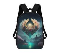 sinyumoney Fantasy Lotus Island Landscape Mochila Escolar Infantil Impresa En 3D Para Niños, Mochila De Viaje De Alta Capacidad, Mochilas Para Libros De 17 Pulgadas Para Niños