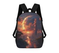 sinyumoney Fantasy Moon Sky Cityscape Mochila Escolar Secundaria Informal Para Viajes - Perfecta Para Viajes, Trabajo Y Uso Diario 17inch