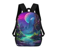 sinyumoney Fantasy Moonlit Jungle Scene Mochila Infantil De 17 Pulgadas, Mochila Escolar Con Estampado 3D De Dibujos Animados Para Niños Y Adolescentes.