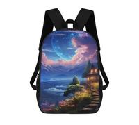 sinyumoney Fantasy Mountain Retreat Mochila Escolar Infantil De 17 Pulgadas Con Estampado 3D, Mochila Moderna Para Niños, Mochilas De Viaje, Bolsas Para Libros, Mochila Escolar Infantil